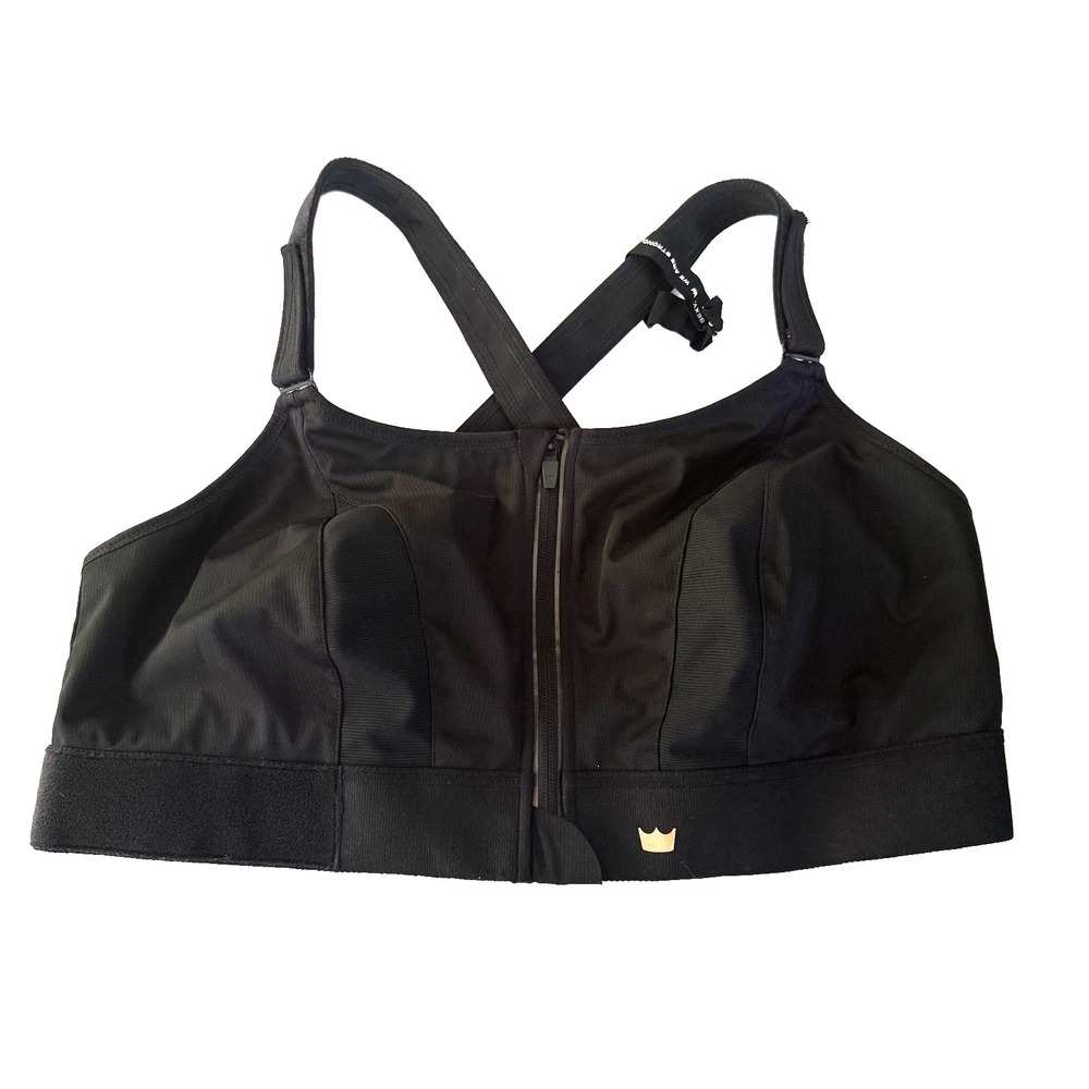 SHEFIT Ultimate Sports Bra Black Sz 4LUXE High Impact Front Zip NWOT Performance
